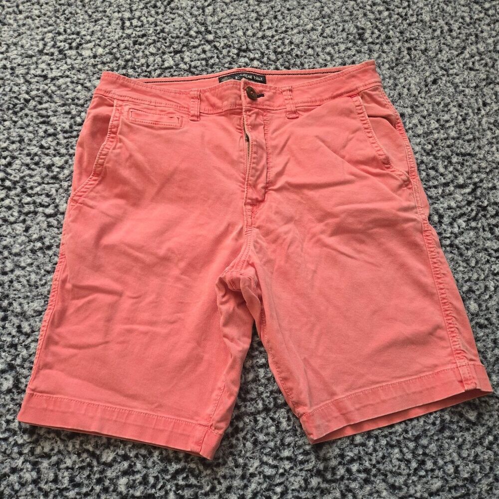 American Eagle Outfitters Mens Size 32 Coral Pink Chino Flat Front Shorts Casual